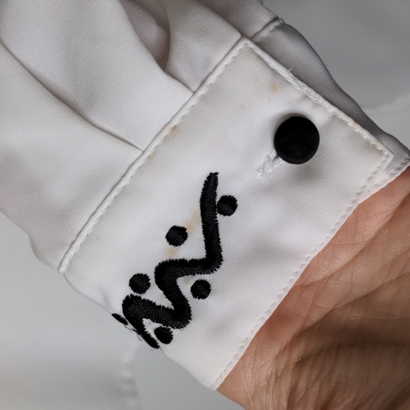 Vintage 80s 90s black & white button up blouse w embroidery detail sz 10 - Picture 6 of 6